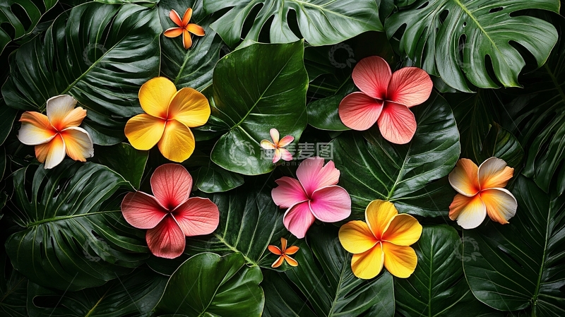 高清大图下载【趣麦麦图】热带植物花卉背景图