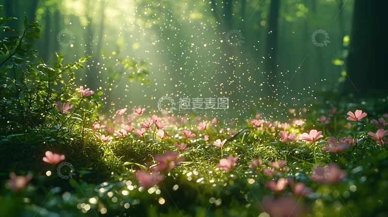 高清大图下载【趣麦麦图】阳光森林花海