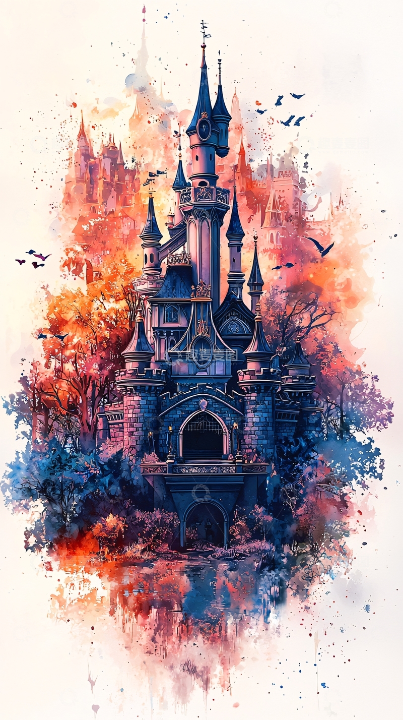 高清大图下载【趣麦麦图】水彩城堡