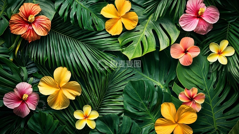 高清大图下载【趣麦麦图】热带植物花卉背景图