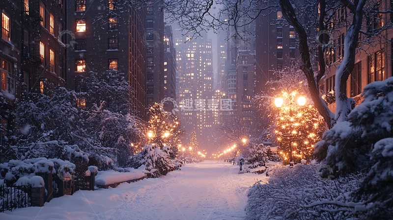 高清大图下载【趣麦麦图】雪夜城市街道