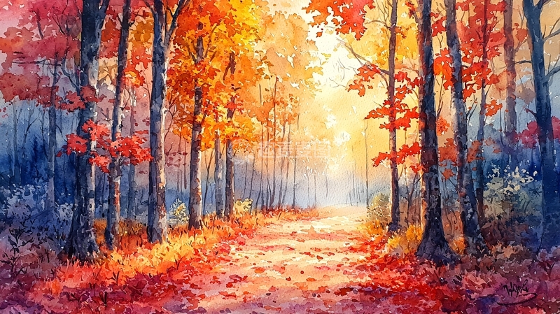 高清大图下载【趣麦麦图】秋日森林小路