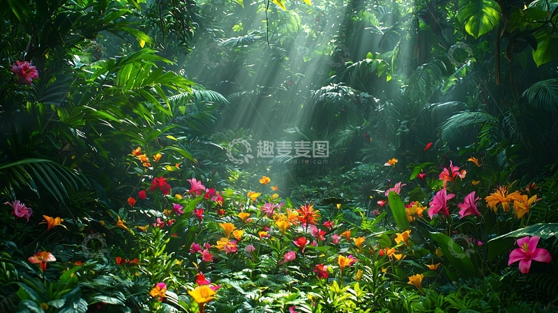 高清大图下载【趣麦麦图】阳光透过树林