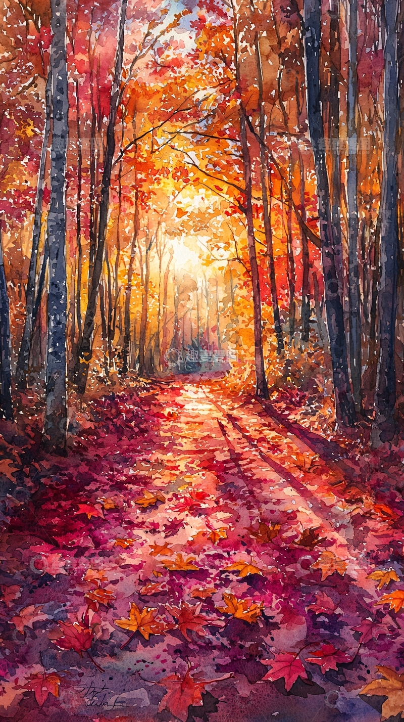 高清大图下载【趣麦麦图】秋季森林小路