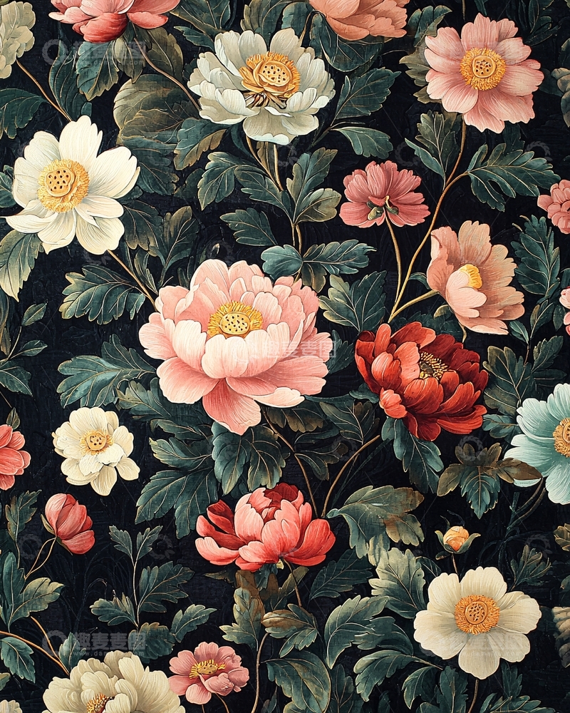 高清大图下载【趣麦麦图】暗黑系花卉图案