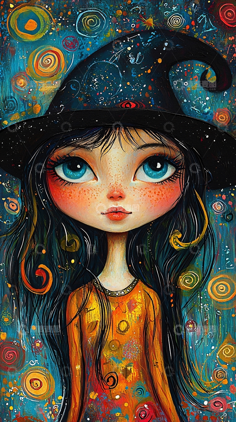 高清大图下载【趣麦麦图】大眼睛女孩巫婆