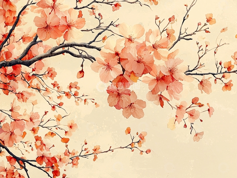 高清大图下载【趣麦麦图】水墨桃花