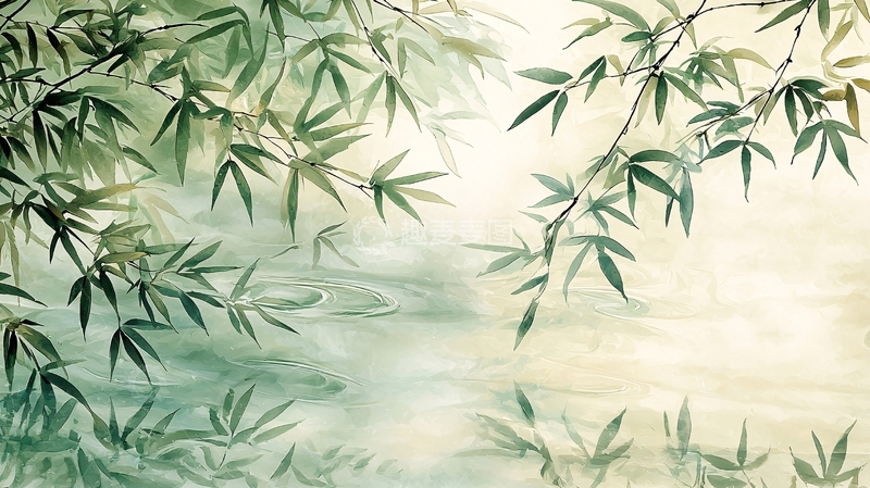 高清大图下载【趣麦麦图】水墨竹叶