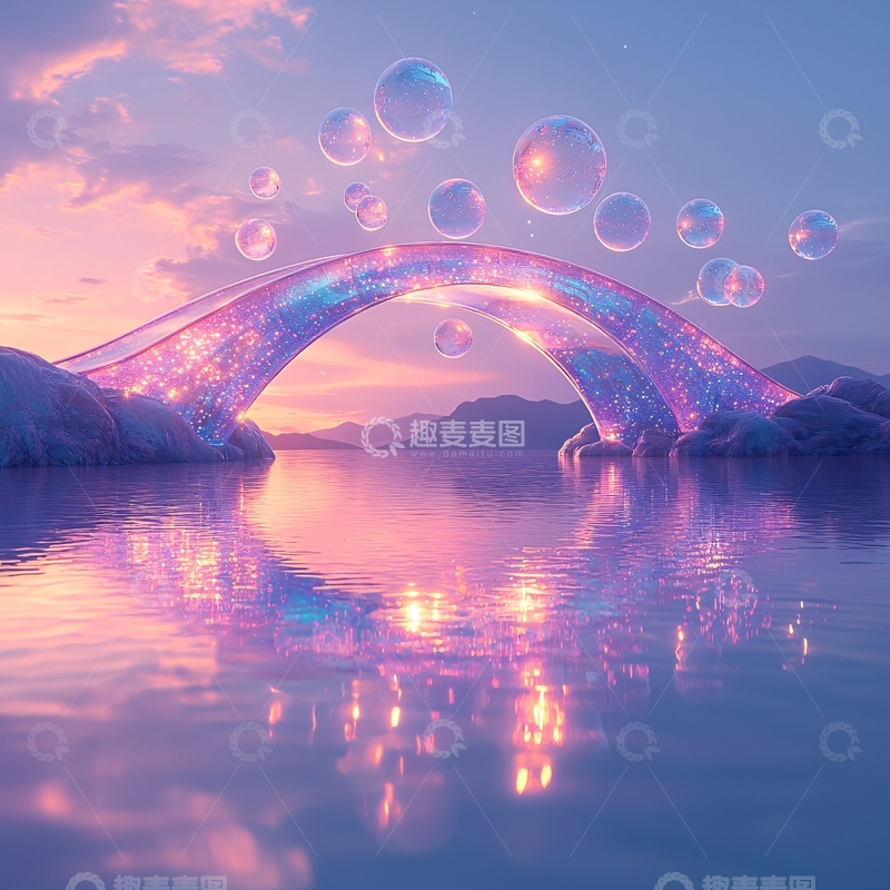 高清大图下载【趣麦麦图】梦幻泡泡彩虹桥