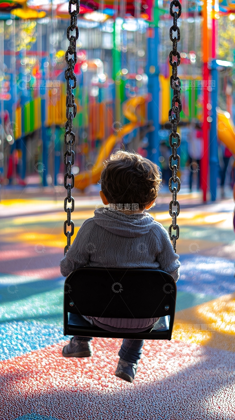 高清大图下载【趣麦麦图】儿童在秋千上玩耍