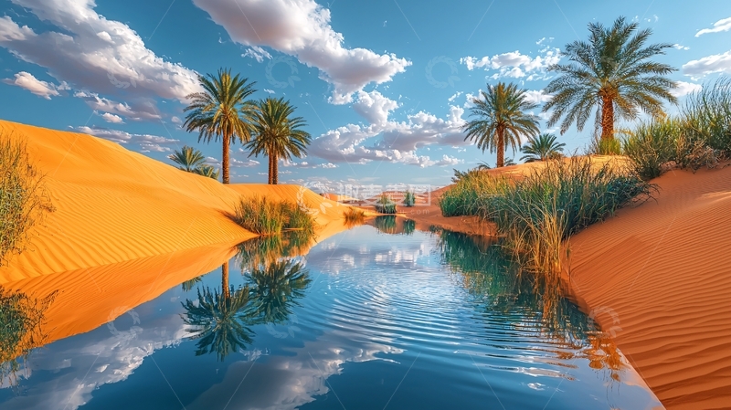 高清大图下载【趣麦麦图】沙漠绿洲