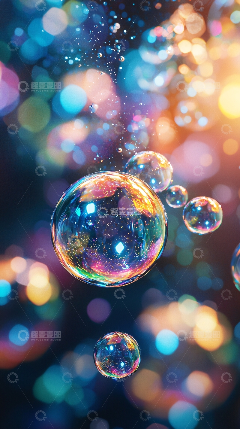 高清大图下载【趣麦麦图】彩色泡泡梦幻背景
