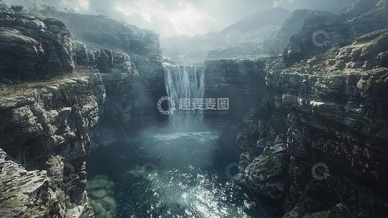 高清大图下载【趣麦麦图】峡谷瀑布高清图片
