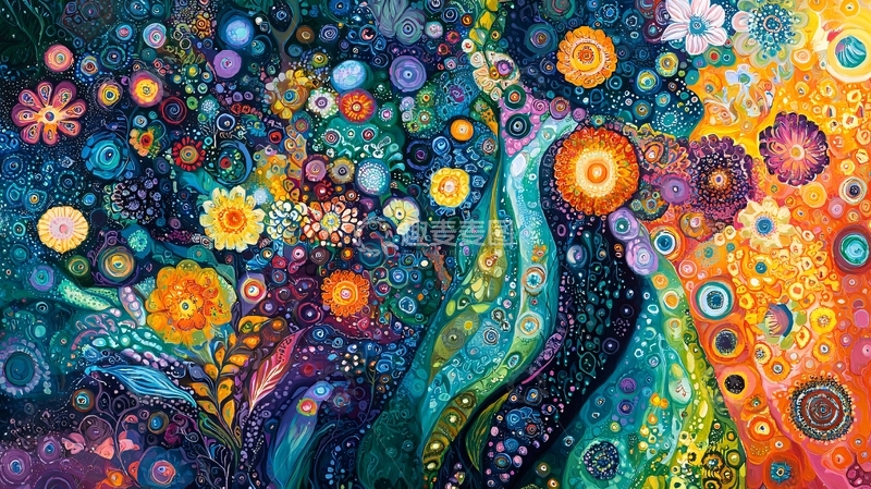高清大图下载【趣麦麦图】梦幻绚丽色彩花朵宇宙