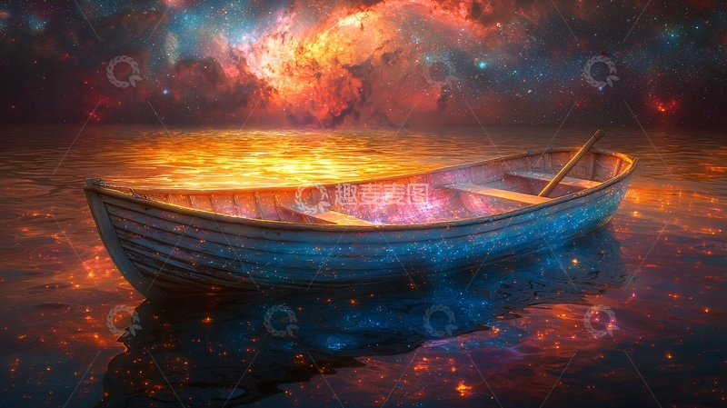 高清大图下载【趣麦麦图】宇宙星空小船