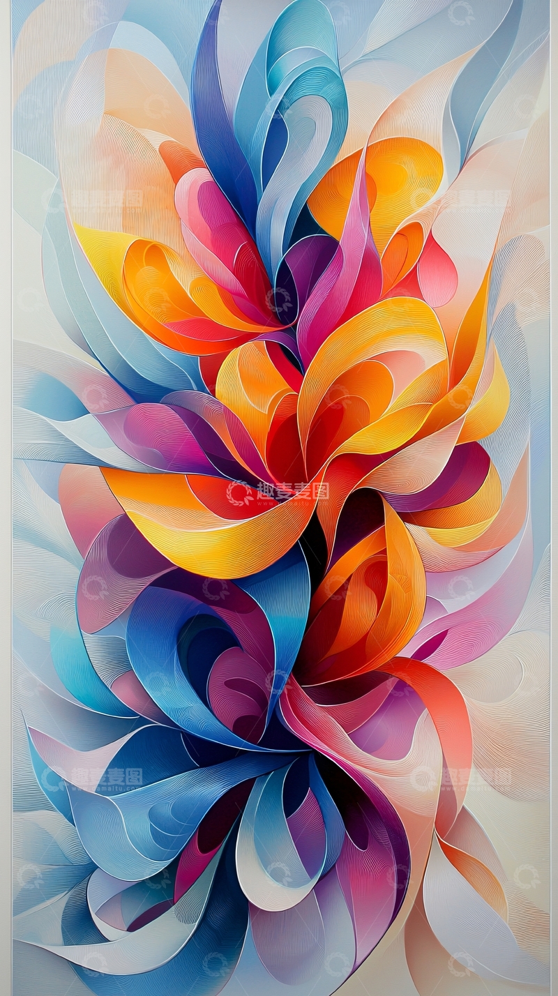 高清大图下载【趣麦麦图】抽象彩色花朵艺术画