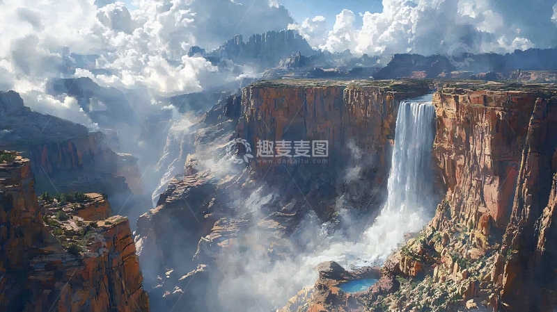 高清大图下载【趣麦麦图】壮丽山川瀑布景色
