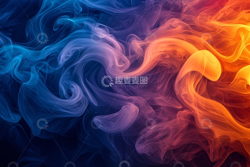 高清大图下载【趣麦麦图】蓝橙色烟雾背景