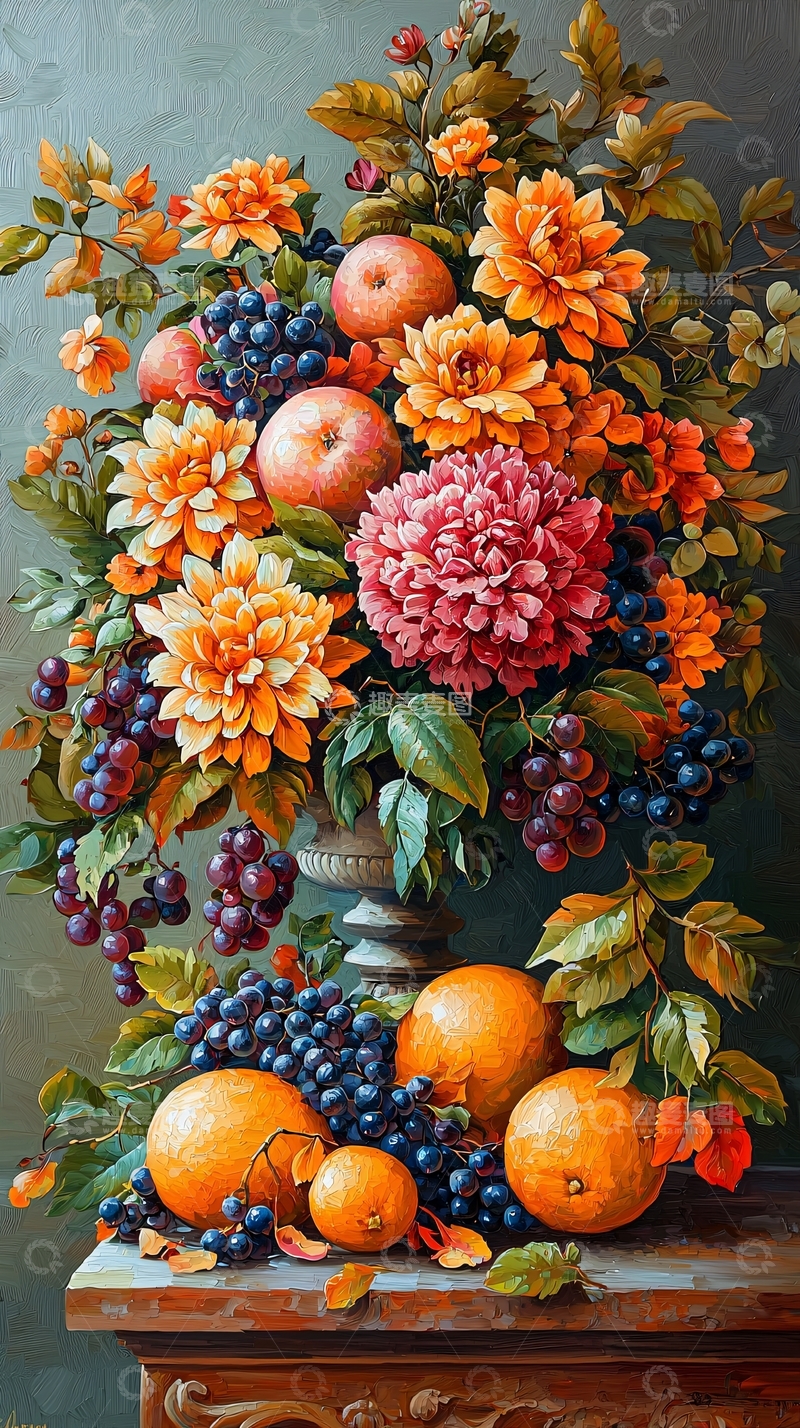 高清大图下载【趣麦麦图】静物油画水果花卉