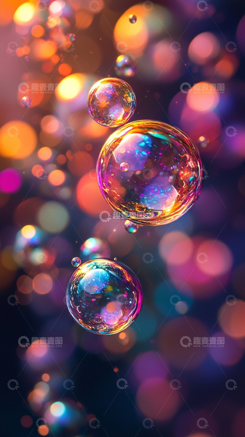 高清大图下载【趣麦麦图】彩色泡泡梦幻背景