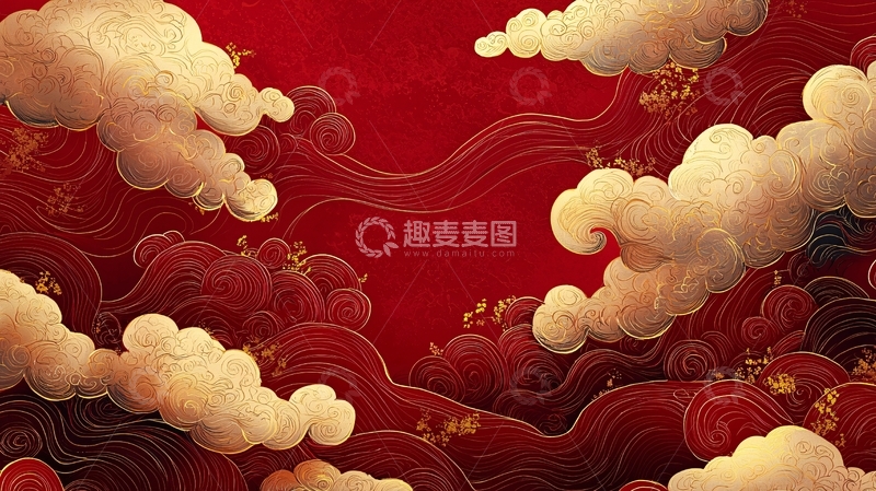 高清大图下载【趣麦麦图】祥云瑞气红云背景