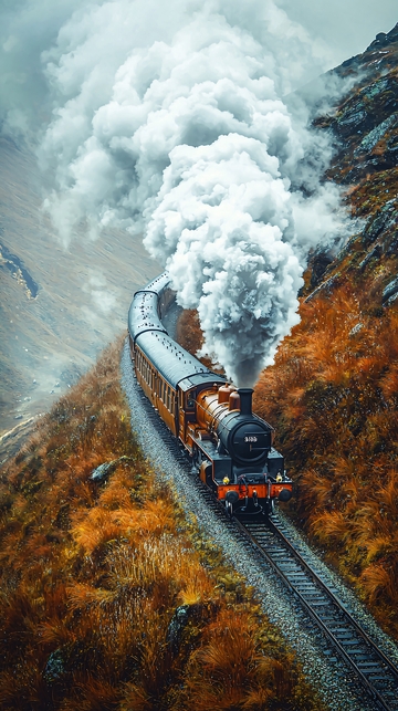 蒸汽火车山间铁路