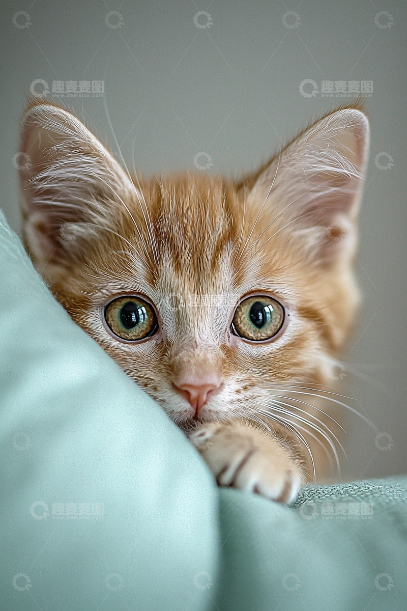高清大图下载【趣麦麦图】橘色小猫探头窥视