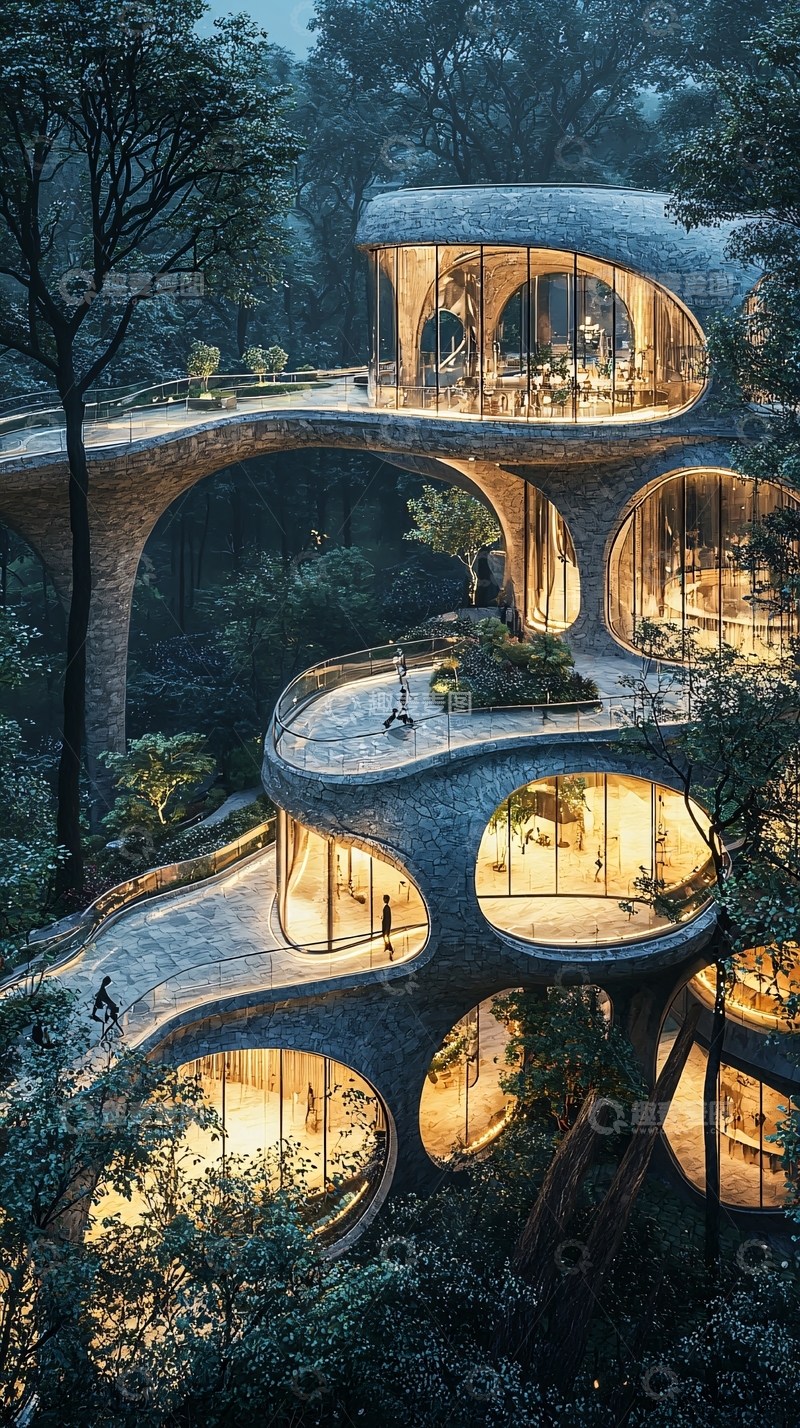 高清大图下载【趣麦麦图】森林中的未来建筑