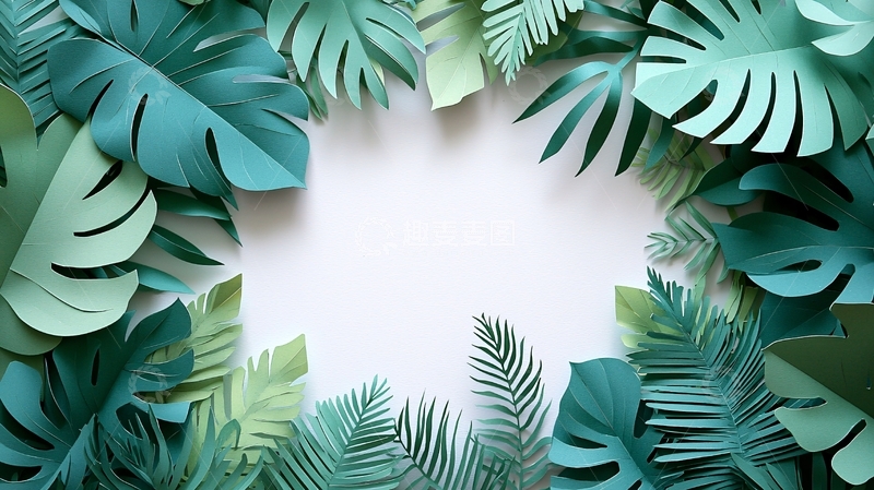 高清大图下载【趣麦麦图】绿植环绕留白背景