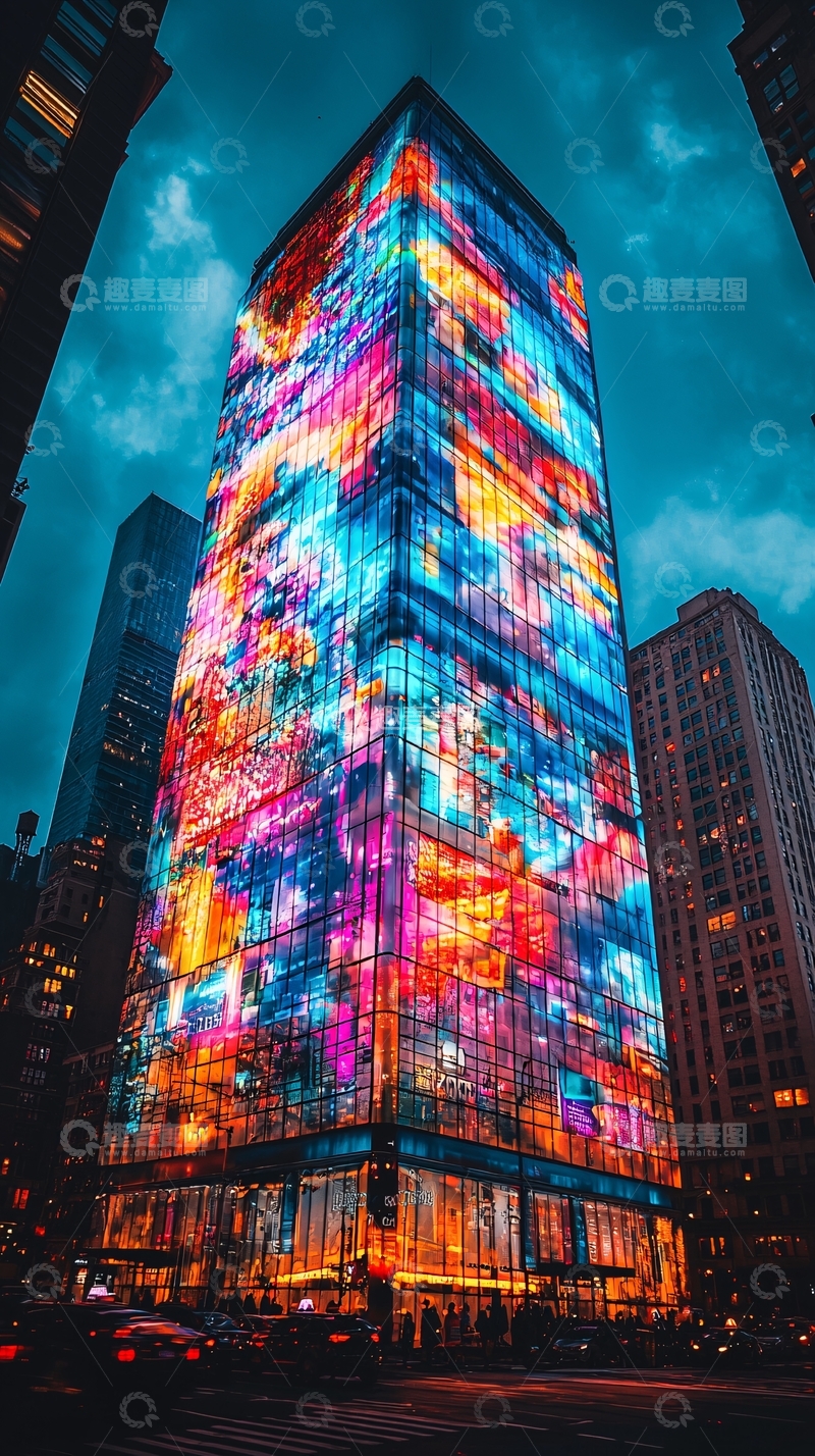 高清大图下载【趣麦麦图】炫彩玻璃幕墙大楼