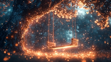 梦幻星空下的秋千