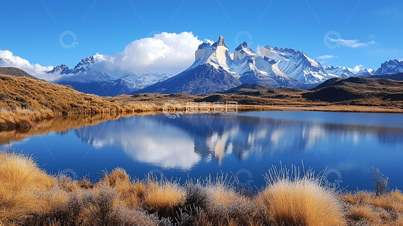 高清大图下载【趣麦麦图】雪山湖泊倒影