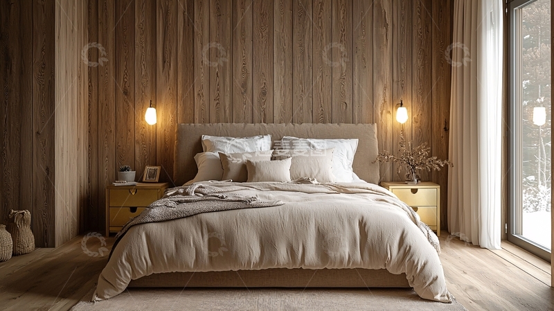 高清大图下载【趣麦麦图】原木卧室7