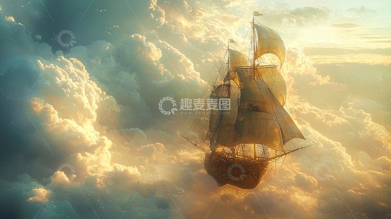 高清大图下载【趣麦麦图】云中帆船