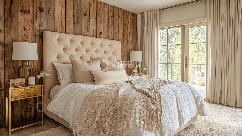 高清大图下载【趣麦麦图】原木墙板卧室