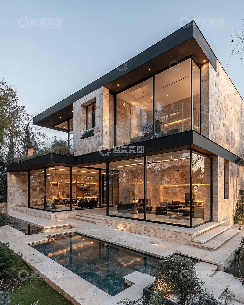 高清大图下载【趣麦麦图】现代简约别墅54