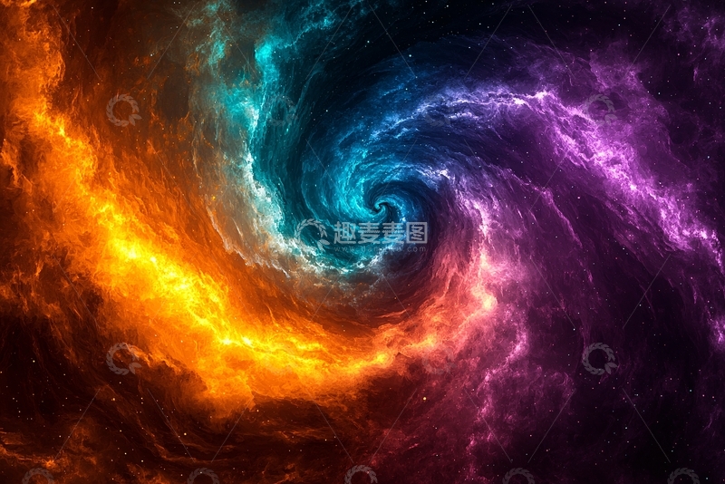 高清大图下载【趣麦麦图】绚丽色彩的宇宙星云漩涡