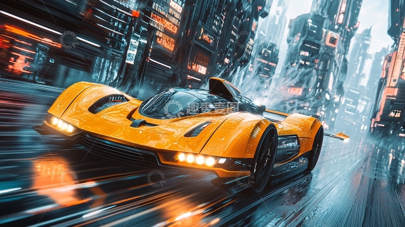 高清大图下载【趣麦麦图】未来都市赛车
