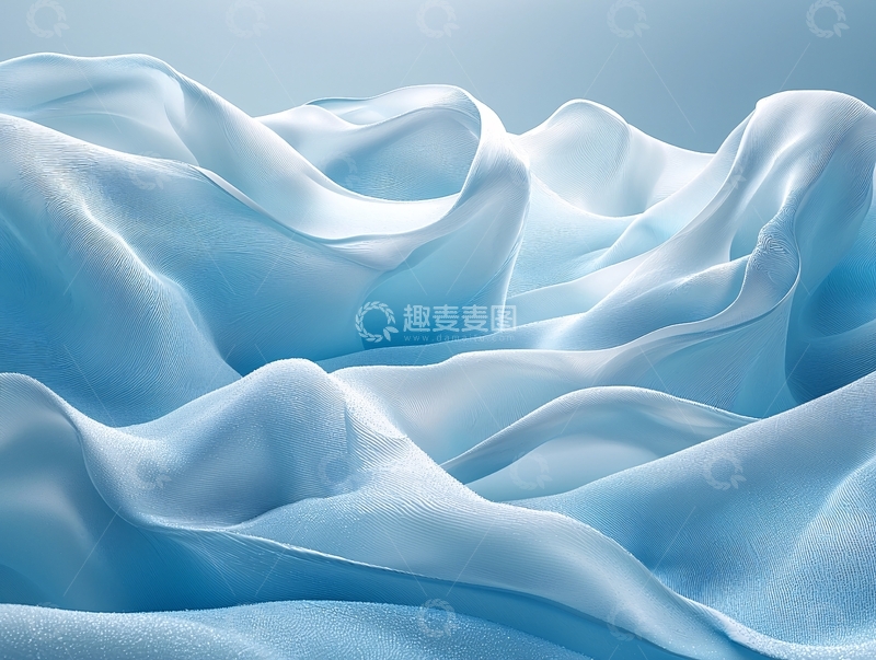 高清大图下载【趣麦麦图】淡蓝色丝绸的波浪起伏