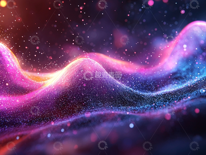 高清大图下载【趣麦麦图】绚丽多彩的粒子波浪
