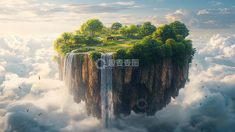 高清大图下载【趣麦麦图】云中绿洲