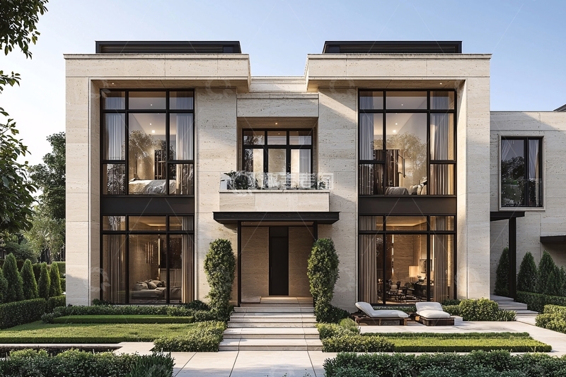 高清大图下载【趣麦麦图】现代简约双拼别墅