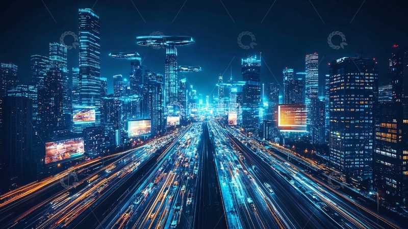 高清大图下载【趣麦麦图】夜景城市高速公路