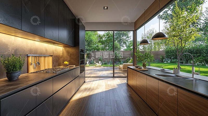 高清大图下载【趣麦麦图】现代极简开放式厨房