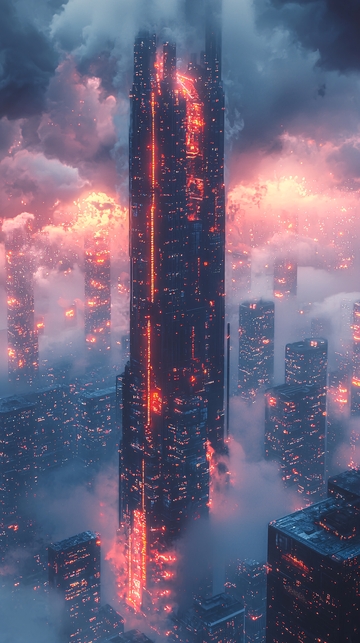 未来都市摩天大楼