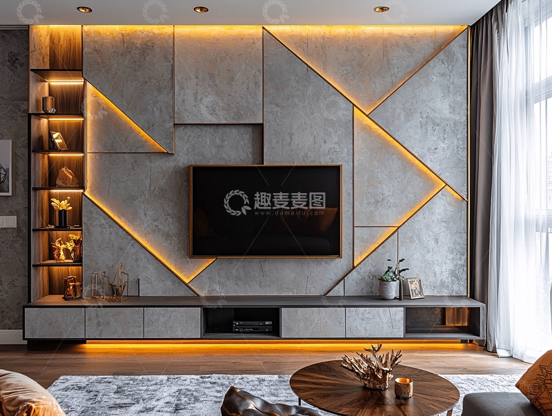 高清大图下载【趣麦麦图】现代简约电视背景墙