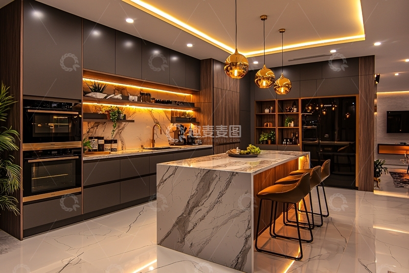 高清大图下载【趣麦麦图】现代简约高端厨房设计