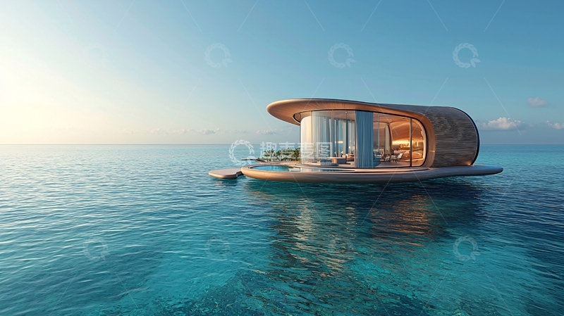 高清大图下载【趣麦麦图】海边漂浮别墅