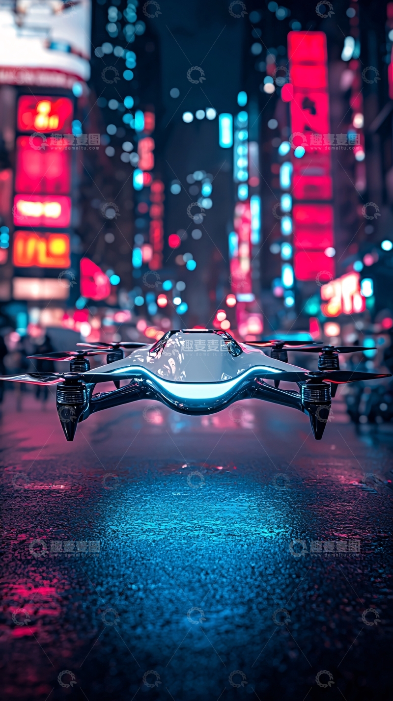 高清大图下载【趣麦麦图】未来都市飞行汽车