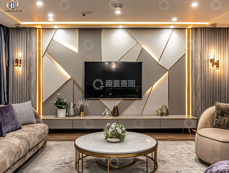 高清大图下载【趣麦麦图】现代轻奢电视背景墙